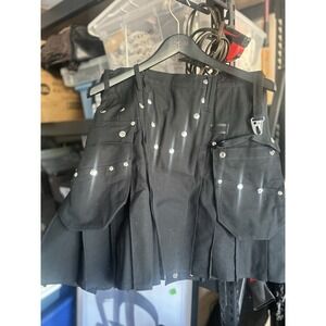 Utilikilts Black Utility Kilt Size 32 Waist 34 Length 21.5" Made in USA Cotton